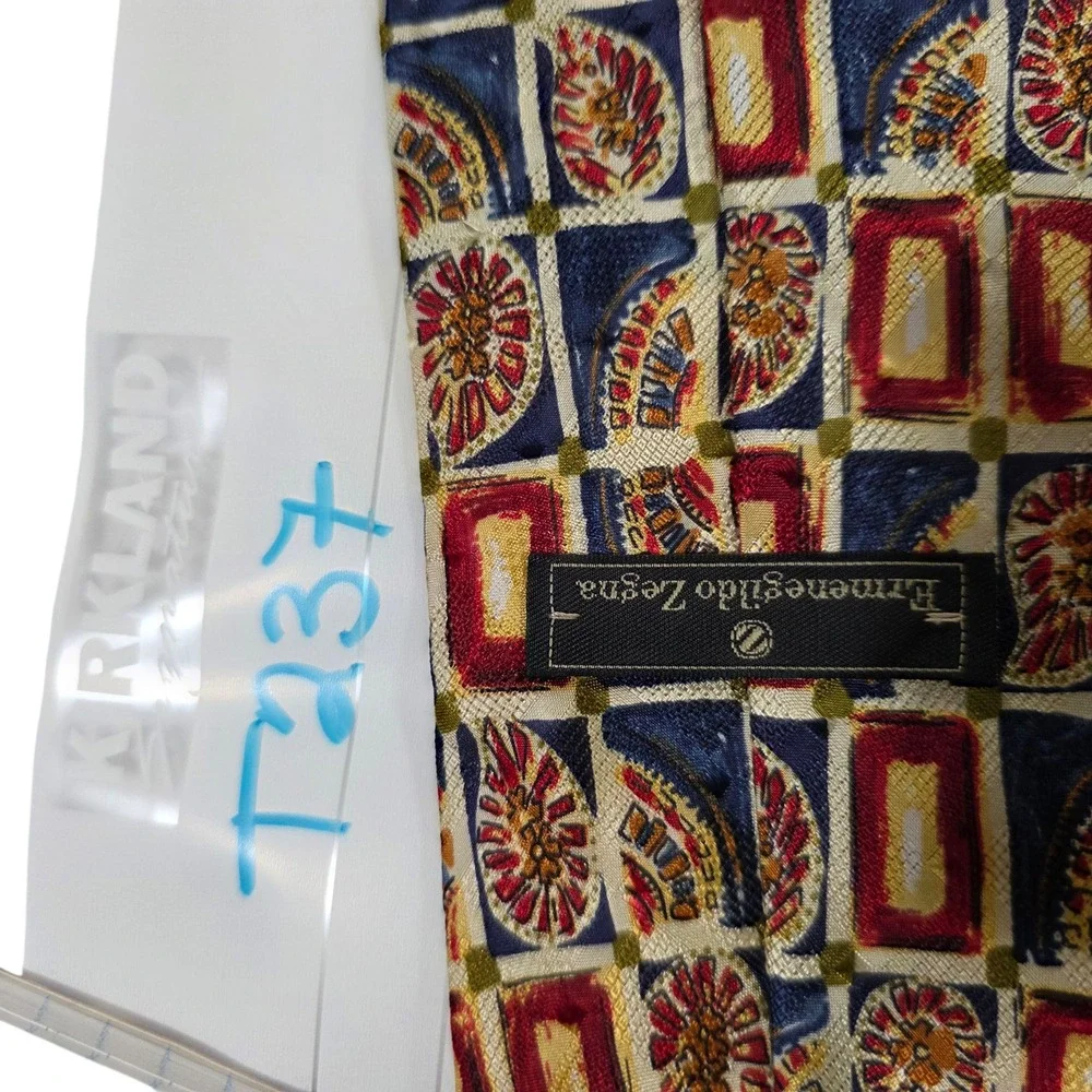 Ermenegildo Zegna Mens‎ Necktie Multicolor Silk Floral Preppy Bohemian Classic